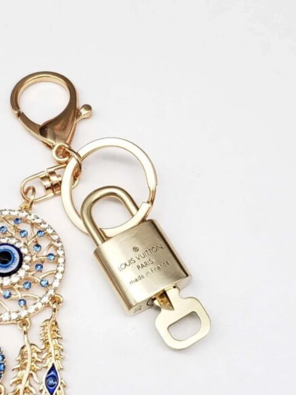 Authentic LV Gold Padlock & Key Set ✨ Luxury Bag Charm w/ Unbranded Keychain
